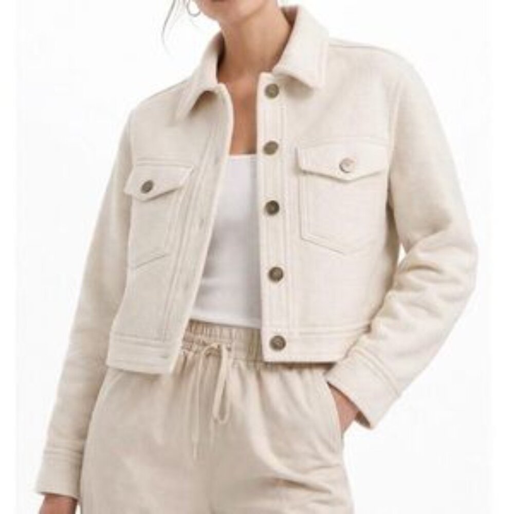 Aritzia Wilfred Free Autumn Merino Wool Shirt Jacket Heather Bone M